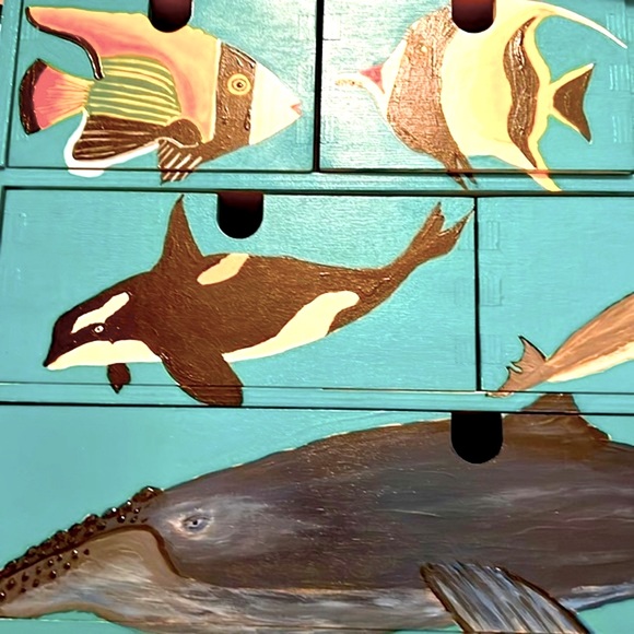 Hand painted multi drawer wood box